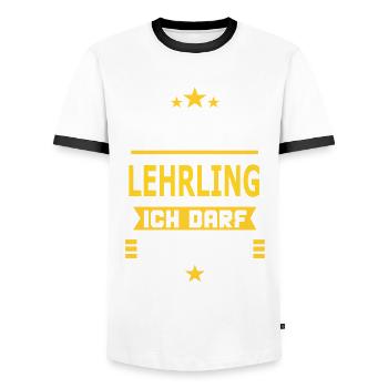 LEHRLING - Männer Kontrast-T-Shirt - Weiß/Schwarz - Vorne - AI Model Female 172 light (172cm) & AI Model Male 178 dark (178cm)