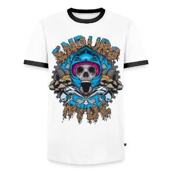 Enduro Ride v2 - Men's Ringer Shirt - white/black - Front - AI Model Female 172 light (172cm) & AI Model Male 178 dark (178cm)