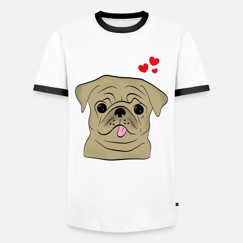 Mops - Pug - Männer Kontrast-T-Shirt - Weiß/Schwarz