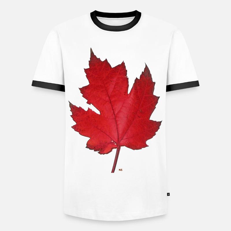 Red maple leaf - Men's Ringer Shirt - white/black