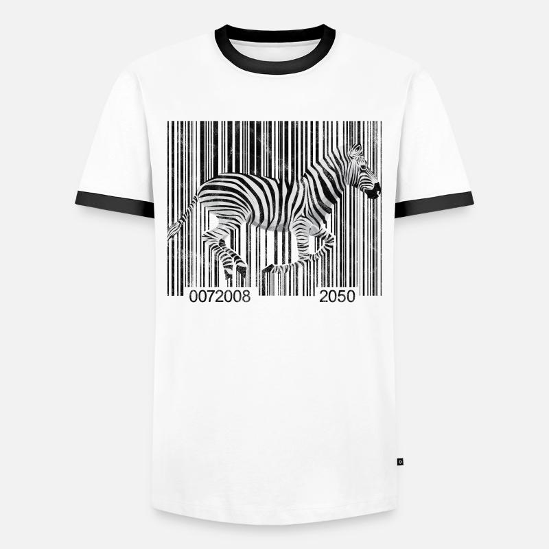 Zebra-Barcode-laufende Grafik - Männer Kontrast-T-Shirt - Weiß/Schwarz