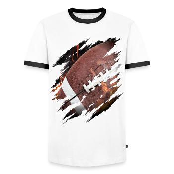 Ballon de football américain en feu à l’intérieur de moi fan pl - T-shirt contrasté Homme - blanc/noir - Devant - AI Model Female 172 light (172cm) & AI Model Male 178 dark (178cm)
