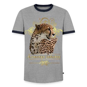 Guépard - T-shirt contrasté Homme - gris/marine  - Devant - AI Model Female 172 light (172cm) & AI Model Male 178 light (178cm)