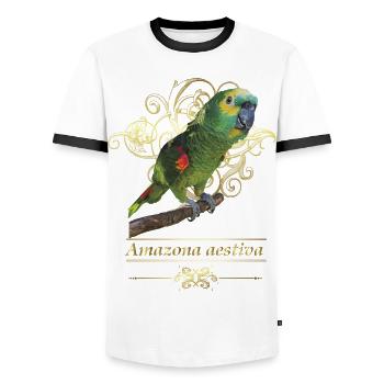 Die Blaustirnamazone - Männer Kontrast-T-Shirt - Weiß/Schwarz - Vorne - AI Model Female 172 light (172cm) & AI Model Male 178 dark (178cm)