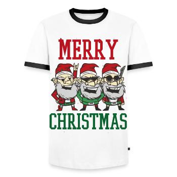 Merry Christmas Families Freiertage Logo - Men's Ringer Shirt - white/black - Front - AI Model Female 172 light (172cm) & AI Model Male 178 dark (178cm)