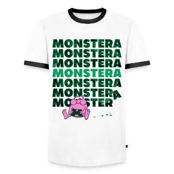 Monstera Monster - Men's Ringer Shirt - white/black - Front - AI Model Female 172 light (172cm) & AI Model Male 178 dark (178cm)
