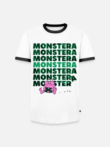 Monstera Monster - Men's Ringer Shirt - white/black