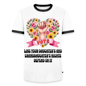 Grandma Feminism Daughter Little Girl Granny - Men's Ringer Shirt - white/black - Front - AI Model Female 172 light (172cm) & AI Model Male 178 dark (178cm)