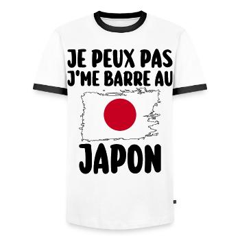 J'Me Barre au Japon Voyage Cadeau - T-shirt contrasté Homme - blanc/noir - Devant - AI Model Female 172 light (172cm) & AI Model Male 178 dark (178cm)