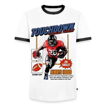 American Football Spieler USA Amerika Sport Splash - Männer Kontrast-T-Shirt - Weiß/Schwarz - Vorne - AI Model Female 172 light (172cm) & AI Model Male 178 dark (178cm)