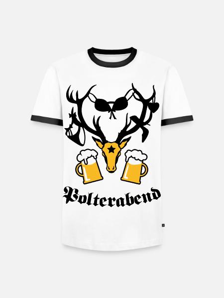 Hirsch Polterabend JGA Bier - Men's Ringer Shirt - white/black