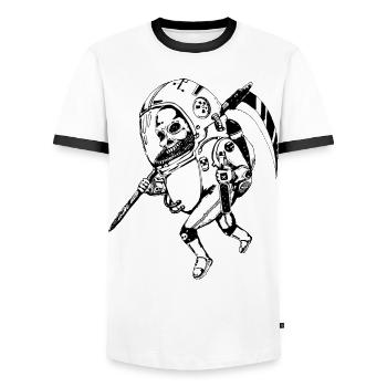 Space Skull - Men's Ringer Shirt - white/black - Front - AI Model Female 172 light (172cm) & AI Model Male 178 dark (178cm)