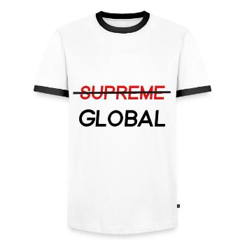 Global Elite | Cs Go | Gamer | Gaming | gift - Men's Ringer Shirt - white/black - Front - AI Model Female 172 light (172cm) & AI Model Male 178 dark (178cm)
