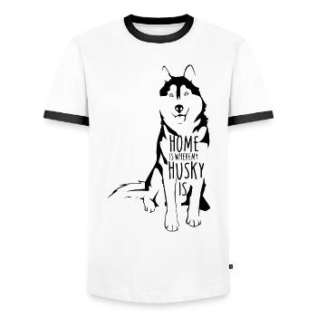 Husky - Männer Kontrast-T-Shirt - Weiß/Schwarz - Vorne - AI Model Female 172 light (172cm) & AI Model Male 178 dark (178cm)
