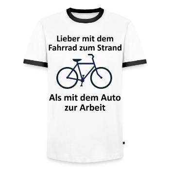 Fahrrad - Männer Kontrast-T-Shirt - Weiß/Schwarz - Vorne - AI Model Female 172 light (172cm) & AI Model Male 178 dark (178cm)
