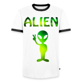 Alien - Männer Kontrast-T-Shirt - Weiß/Schwarz - Vorne - AI Model Female 172 light (172cm) & AI Model Male 178 dark (178cm)