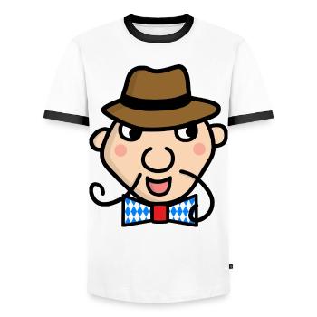 Bayer mit Fliege - Männer Kontrast-T-Shirt - Weiß/Schwarz - Vorne - AI Model Female 172 light (172cm) & AI Model Male 178 dark (178cm)