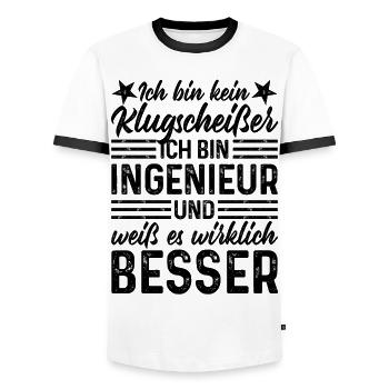 Ingenieur lustiger Spruch bin kein Klugscheißer - Männer Kontrast-T-Shirt - Weiß/Schwarz - Vorne - AI Model Female 172 light (172cm) & AI Model Male 178 dark (178cm)