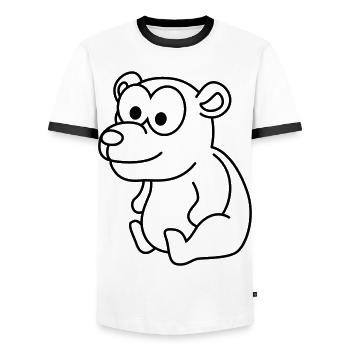 Bear Comic - Men's Ringer Shirt - white/black - Front - AI Model Female 172 light (172cm) & AI Model Male 178 dark (178cm)