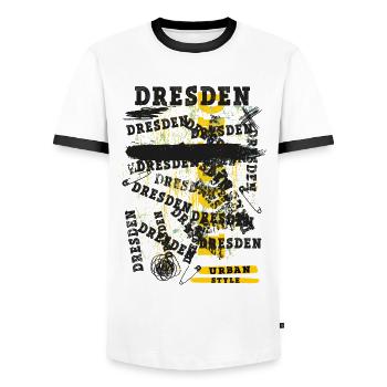 Dresden Germany City Skyline Home Love - Men's Ringer Shirt - white/black - Front - AI Model Female 172 light (172cm) & AI Model Male 178 dark (178cm)