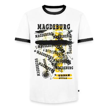 Magdeburg Deutschland Stadt Skyline Heimat Liebe - Männer Kontrast-T-Shirt - Weiß/Schwarz - Vorne - AI Model Female 172 light (172cm) & AI Model Male 178 dark (178cm)