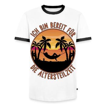 Ruhestand Rente - Bereit für die Altersteilzeit - Männer Kontrast-T-Shirt - Weiß/Schwarz - Vorne - AI Model Female 172 light (172cm) & AI Model Male 178 dark (178cm)