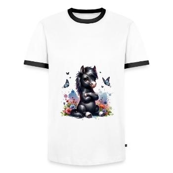 Cheval Drôle Dicton Non pour les amoureux des chevaux - T-shirt contrasté Homme - blanc/noir - Devant - AI Model Female 172 light (172cm) & AI Model Male 178 dark (178cm)