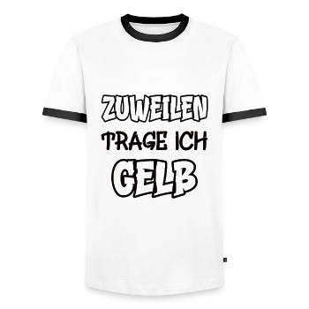 Zuweilen trage ich gelb Spruch Farbe gelb - Männer Kontrast-T-Shirt - Weiß/Schwarz - Vorne - AI Model Female 172 light (172cm) & AI Model Male 178 dark (178cm)