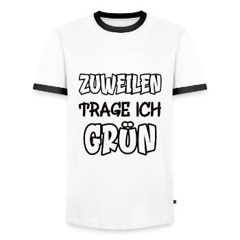 Zuweilen trage ich grün Spruch Farbe grün - Männer Kontrast-T-Shirt - Weiß/Schwarz - Vorne - AI Model Female 172 light (172cm) & AI Model Male 178 dark (178cm)