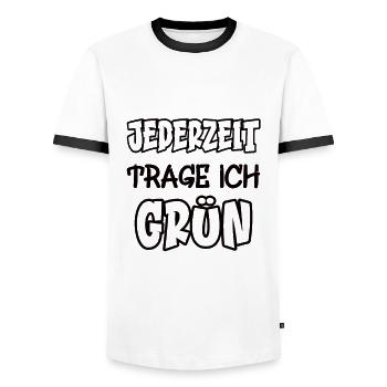 Anytime I wear green Saying Color green - Men's Ringer Shirt - white/black - Front - AI Model Female 172 light (172cm) & AI Model Male 178 dark (178cm)