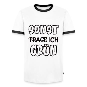 Otherwise I'll wear green Saying Color green - Men's Ringer Shirt - white/black - Front - AI Model Female 172 light (172cm) & AI Model Male 178 dark (178cm)