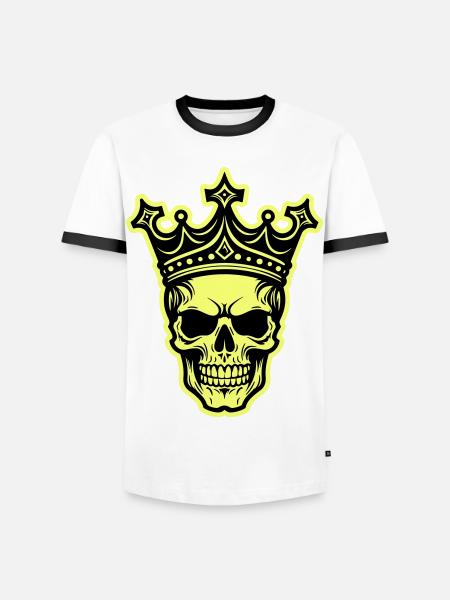 Skull King Crown - Men's Ringer Shirt - white/black