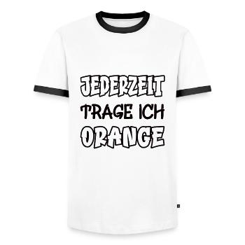 Anytime I wear orange saying color orange - Men's Ringer Shirt - white/black - Front - AI Model Female 172 light (172cm) & AI Model Male 178 dark (178cm)