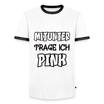 Sometimes I wear pink Saying color pink - Men's Ringer Shirt - white/black - Front - AI Model Female 172 light (172cm) & AI Model Male 178 dark (178cm)