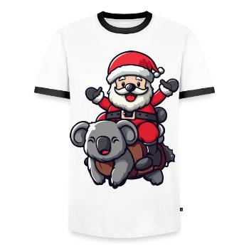 Koala Père Noël - T-shirt contrasté Homme - blanc/noir - Devant - AI Model Female 172 light (172cm) & AI Model Male 178 dark (178cm)