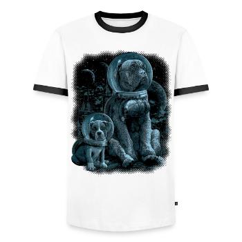 WE MISS HOME - Männer Kontrast-T-Shirt - Weiß/Schwarz - Vorne - AI Model Female 172 light (172cm) & AI Model Male 178 dark (178cm)