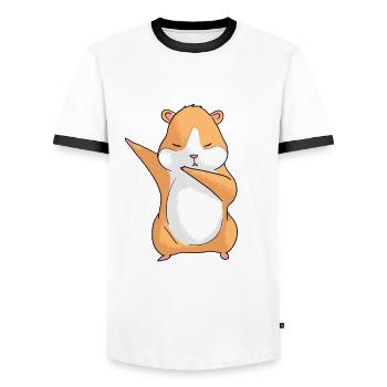 Dancing Hamsters - Teddyhamster Dabbing Dancing - Men's Ringer Shirt - white/black - Front - AI Model Female 172 light (172cm) & AI Model Male 178 dark (178cm)