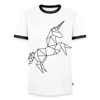 Graphique Licorne - T-shirt contrasté Homme - blanc/noir - Devant - AI Model Female 172 light (172cm) & AI Model Male 178 dark (178cm)