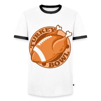 Turkey Bowl American Football Thanksgiving - Men's Ringer Shirt - white/black - Front - AI Model Female 172 light (172cm) & AI Model Male 178 dark (178cm)