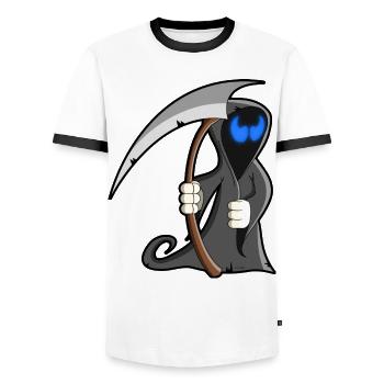 cartoon la faucheuse - T-shirt contrasté Homme - blanc/noir - Devant - AI Model Female 172 light (172cm) & AI Model Male 178 dark (178cm)