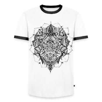 Loewe Doodle - Men's Ringer Shirt - white/black - Front - AI Model Female 172 light (172cm) & AI Model Male 178 dark (178cm)