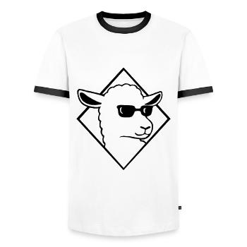 Cooles Schaf mit Sonnenbrille Mäh Wolle - Männer Kontrast-T-Shirt - Weiß/Schwarz - Vorne - AI Model Female 172 light (172cm) & AI Model Male 178 dark (178cm)