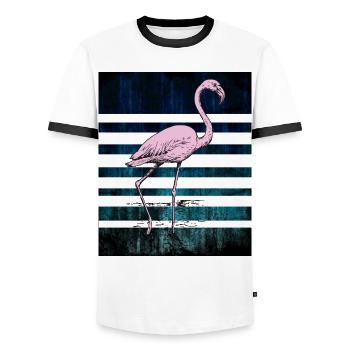Rosa Flamingo - Männer Kontrast-T-Shirt - Weiß/Schwarz - Vorne - AI Model Female 172 light (172cm) & AI Model Male 178 dark (178cm)