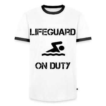 Lifeguard on Duty - Männer Kontrast-T-Shirt - Weiß/Schwarz - Vorne - AI Model Female 172 light (172cm) & AI Model Male 178 dark (178cm)