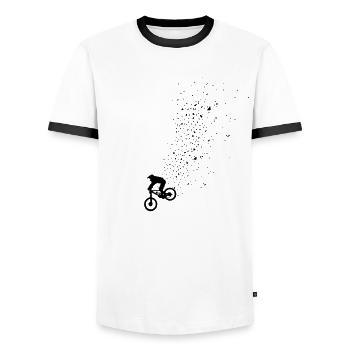 Mountainbike - MTB Mountainbiker Downhill Geschenk - Männer Kontrast-T-Shirt - Weiß/Schwarz - Vorne - AI Model Female 172 light (172cm) & AI Model Male 178 dark (178cm)