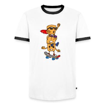 Poulet Nuggets Poulet Nuggs Fast Food Hunger - T-shirt contrasté Homme - blanc/noir - Devant - AI Model Female 172 light (172cm) & AI Model Male 178 dark (178cm)