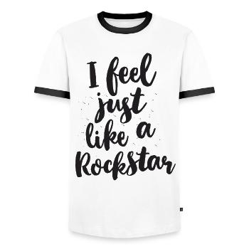 Sentez-vous comme une rock star - T-shirt contrasté Homme - blanc/noir - Devant - AI Model Female 172 light (172cm) & AI Model Male 178 dark (178cm)