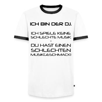 DJ - Men's Ringer Shirt - white/black - Front - AI Model Female 172 light (172cm) & AI Model Male 178 dark (178cm)