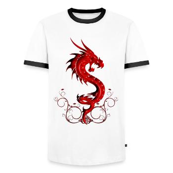 wonderful red chinese dragon - Men's Ringer Shirt - white/black - Front - AI Model Female 172 light (172cm) & AI Model Male 178 dark (178cm)
