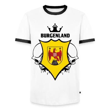 Burgenland - Männer Kontrast-T-Shirt - Weiß/Schwarz - Vorne - AI Model Female 172 light (172cm) & AI Model Male 178 dark (178cm)